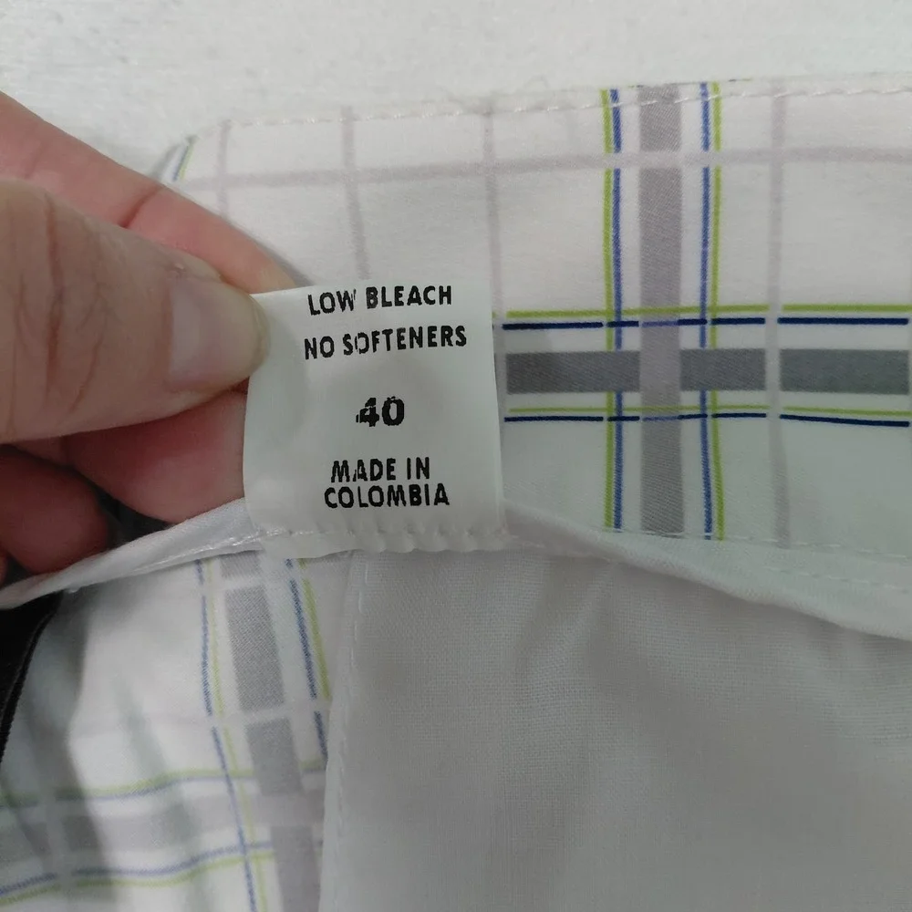 Golf Pants Mens 40 White Gray Golf Chino Standard Plaid Mens Bowling